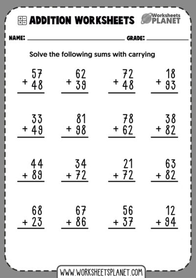 double digit addition worksheets for kindergarten