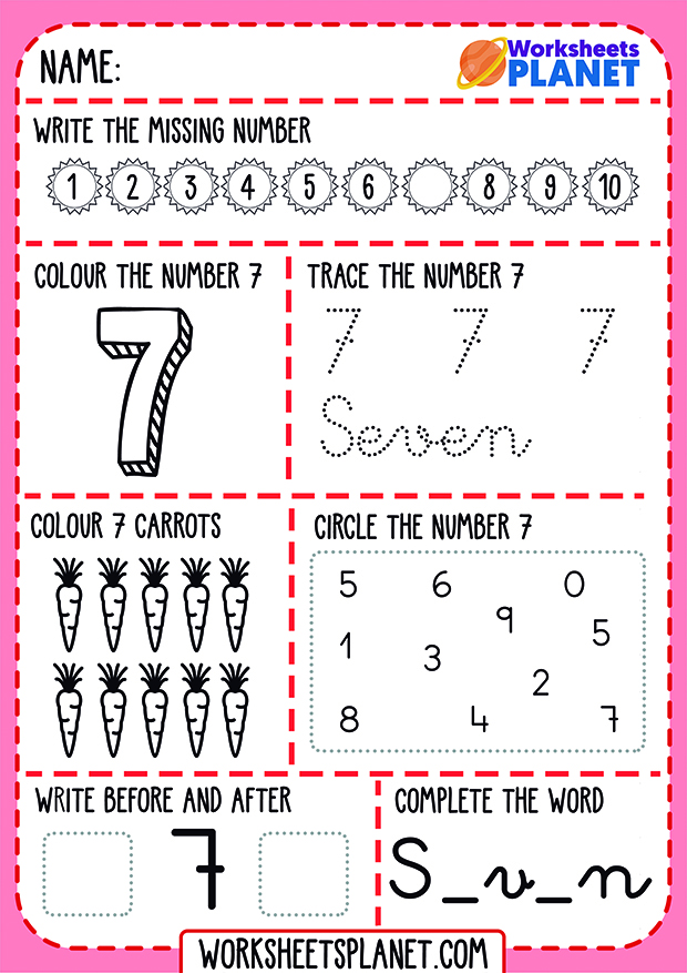 Learning Numbers Seven Worksheet