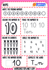 Learning Numbers Ten Worksheet