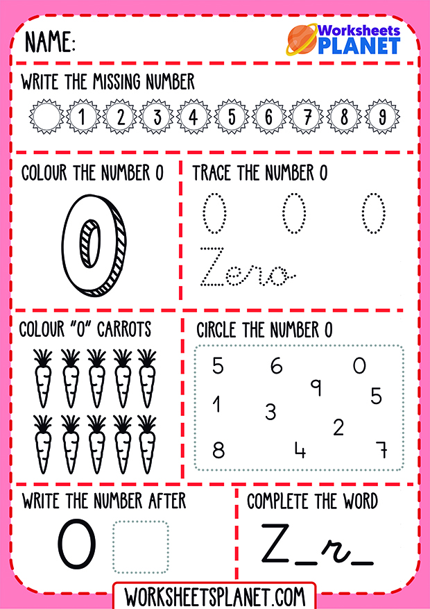 learning numbers zero worksheet