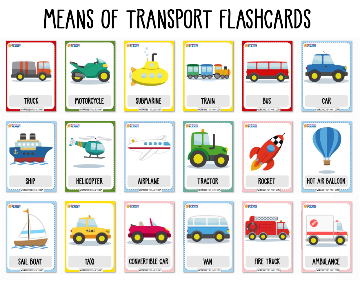 Карточки транспорт на английском
