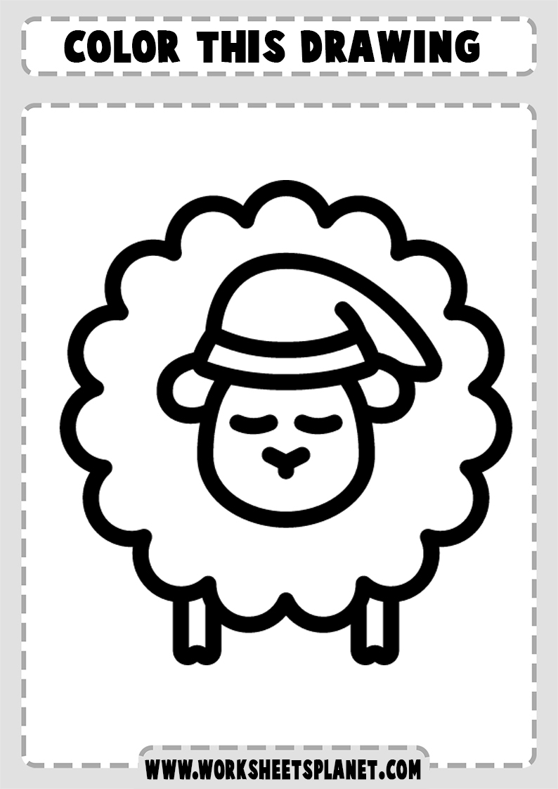Vector illustration of cute fluffy sheep isolated on white background.  Graphic hand drawing lamb pet animal of greeting card for kids, decor for  nursery baby room. Wallpaper, apparel, invitation. Stock Vector |