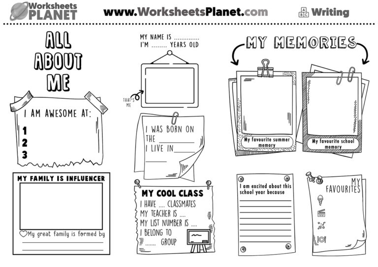 All About Me Activity - Worksheets Planet