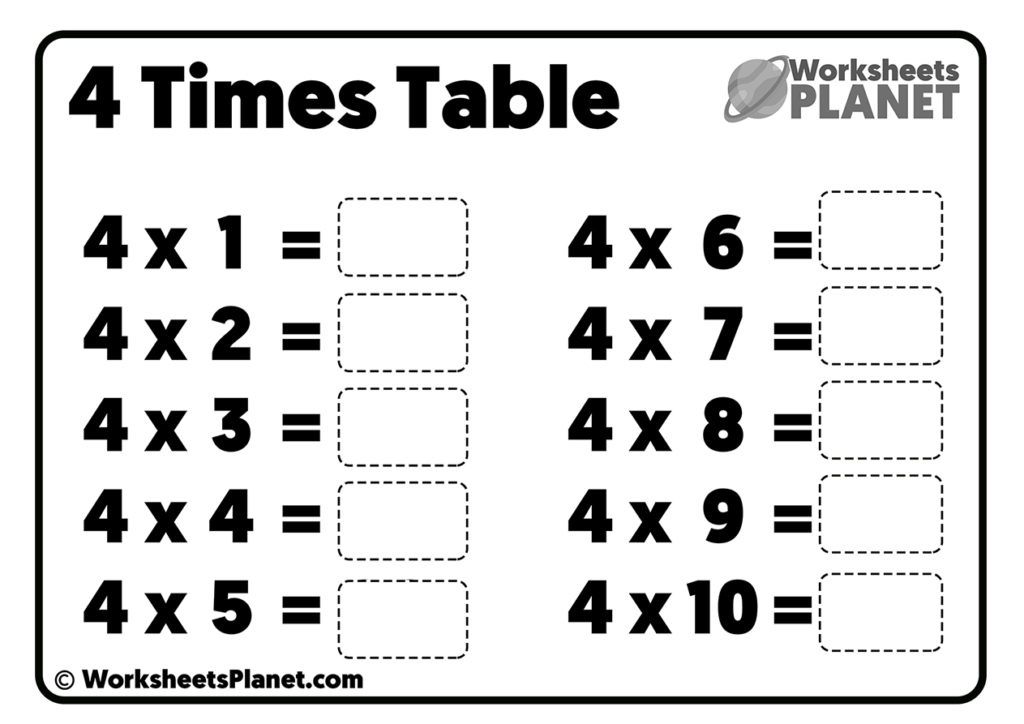 Times Tables Practice Worksheets 