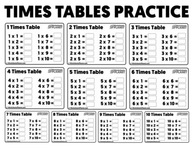 Times Tables Practice Worksheets | Ready To Print