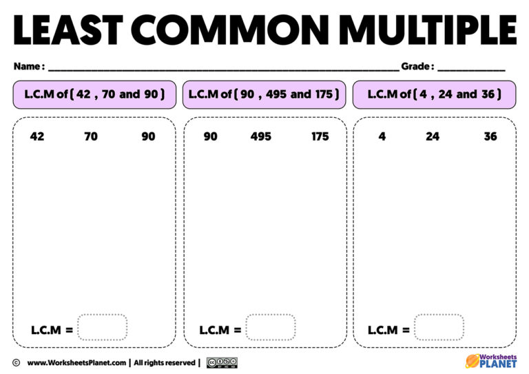 lcm exercises worksheets pdf to print