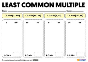 Least Common Multiple Worksheets