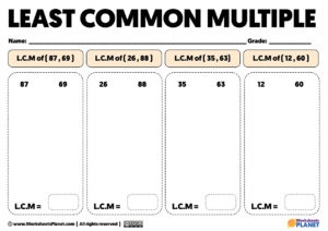 Least Common Multiple Exercises PDF