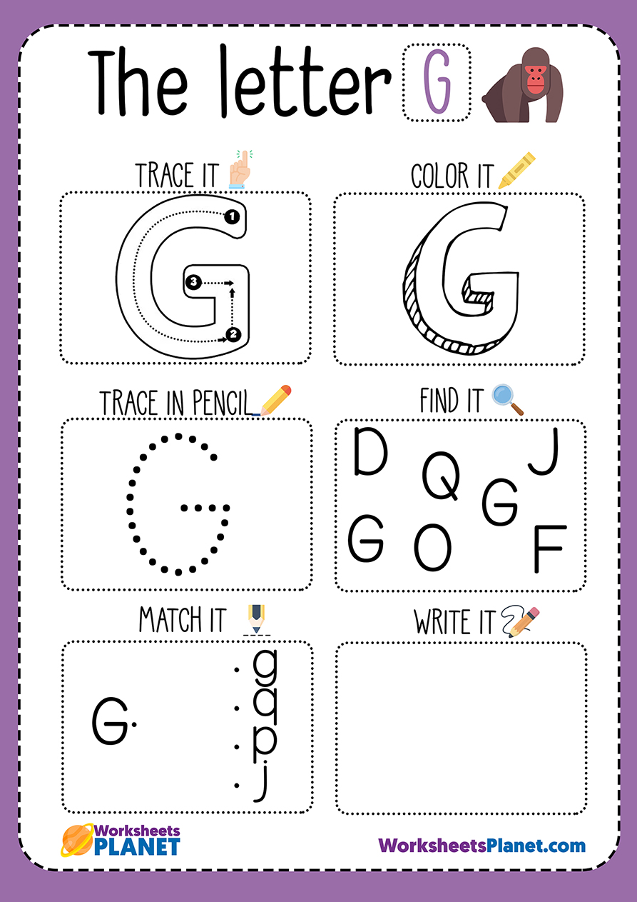 Printable Letter G Worksheets For Kindergarten
