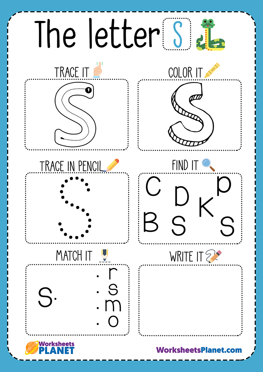 Letter S Activity Sheets For Kindergarten