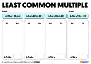 Lowest Common Multiple LCM Exercises And Worksheets