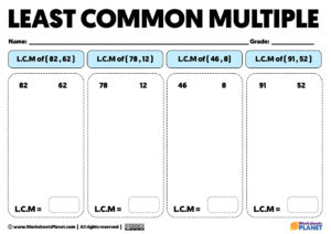 Printable Least Common Multiple Worksheets