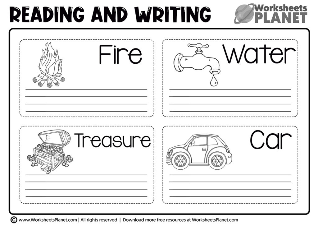 writing worksheets for kindergarten