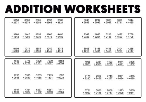 4 Digit Addition Worksheets | Free and Printable Resources