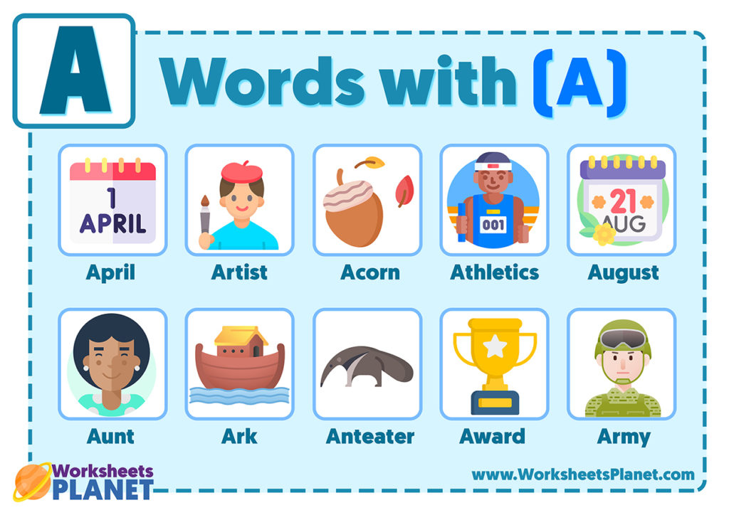 Words that start with Letter A | Vocabulary List of words with A