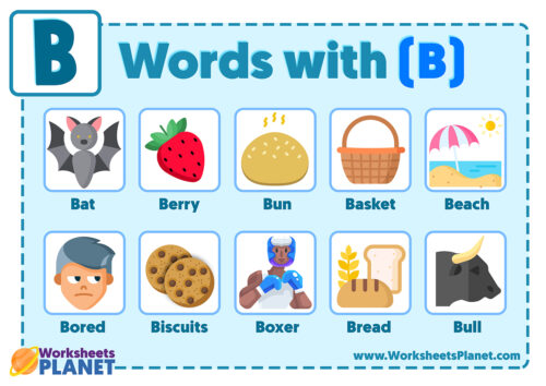 Words That Start With Letter B | Vocabulary List Of Words With B