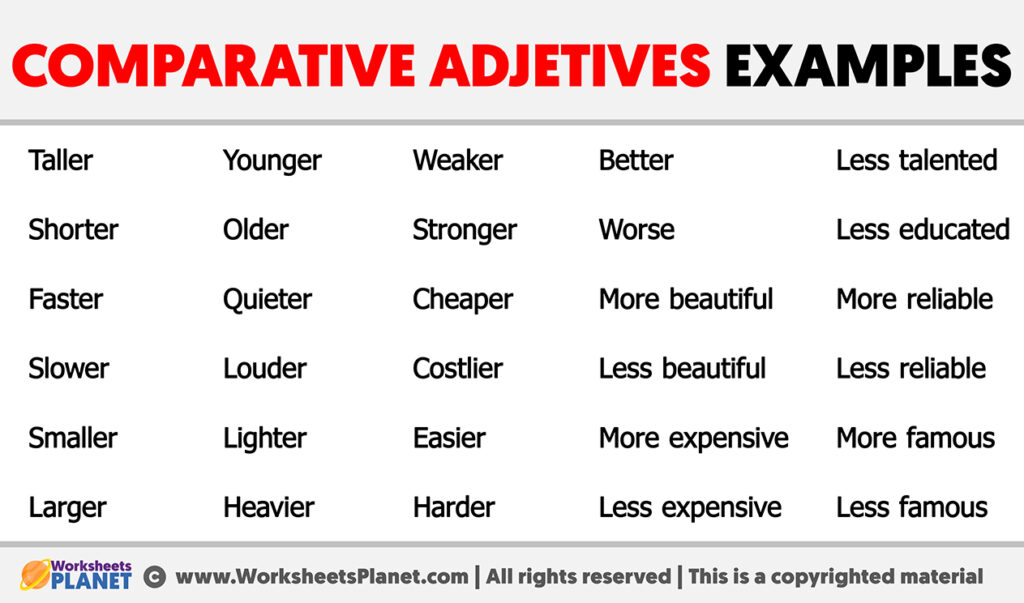 Comparative Adjetives Examples