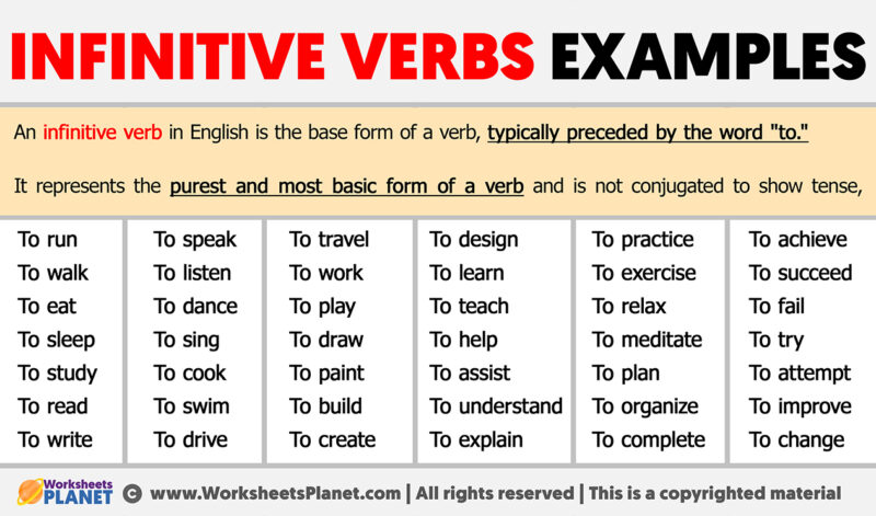 Infinitive Verbs Examples