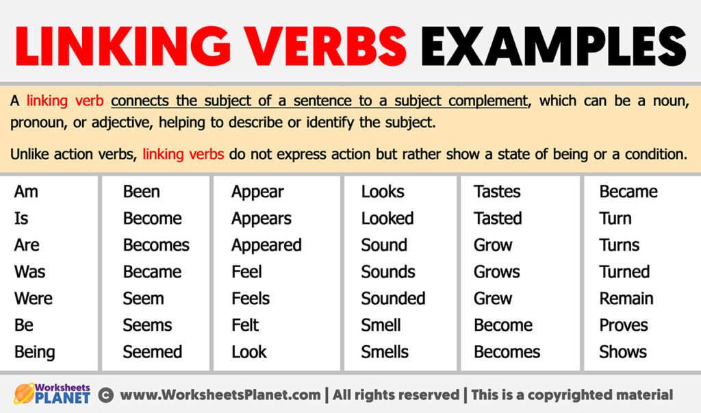 linking verbs 5 examples