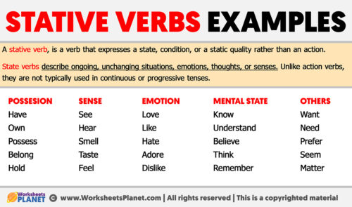 Stative Verbs Examples