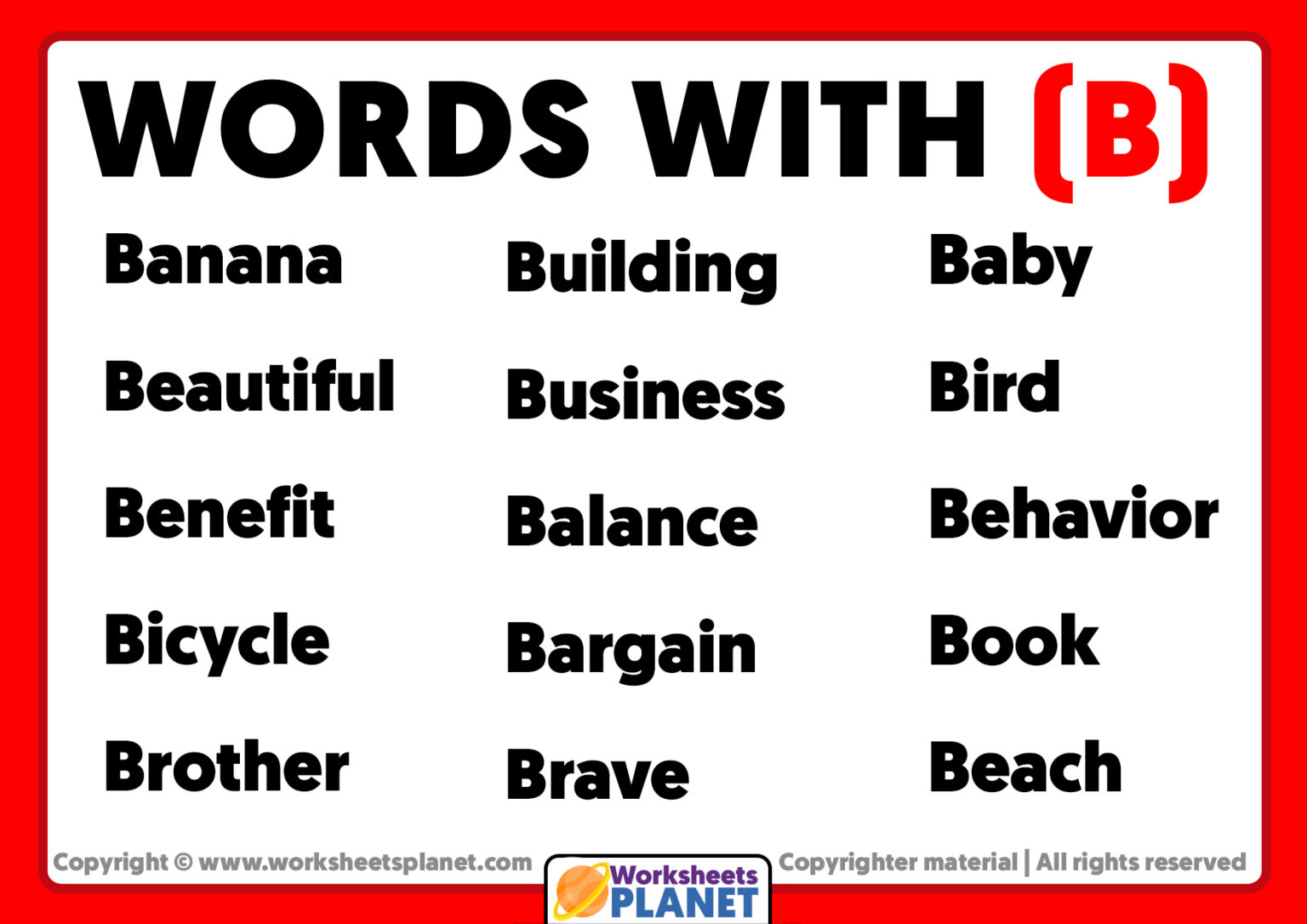 Words With B | Words That Start With B