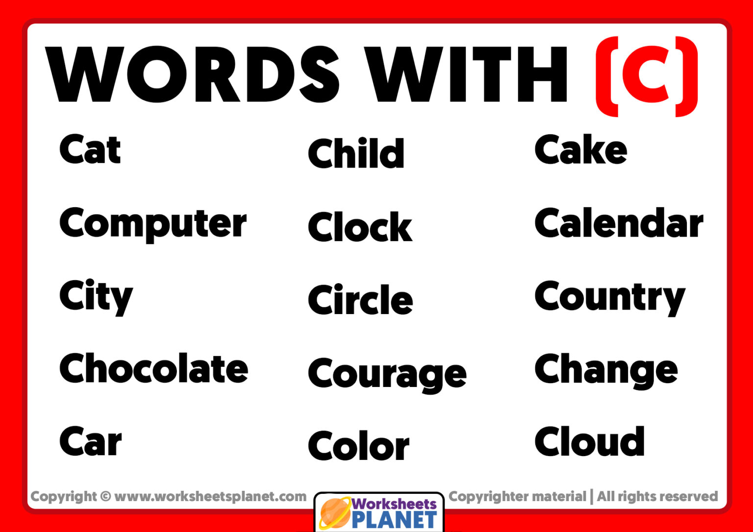 speech words that start with c