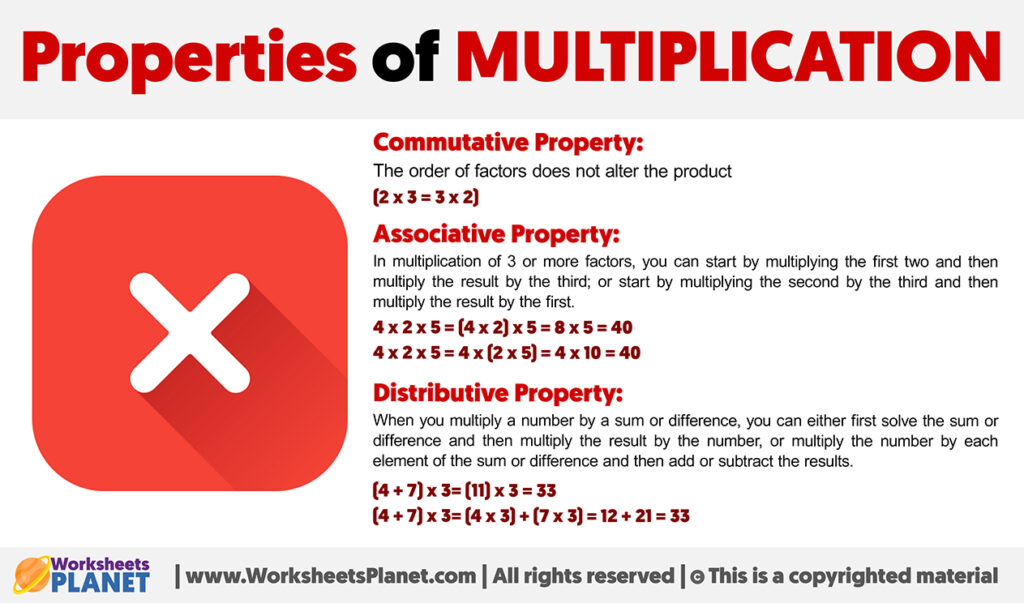 Properties of Multiplication - Worksheets Planet