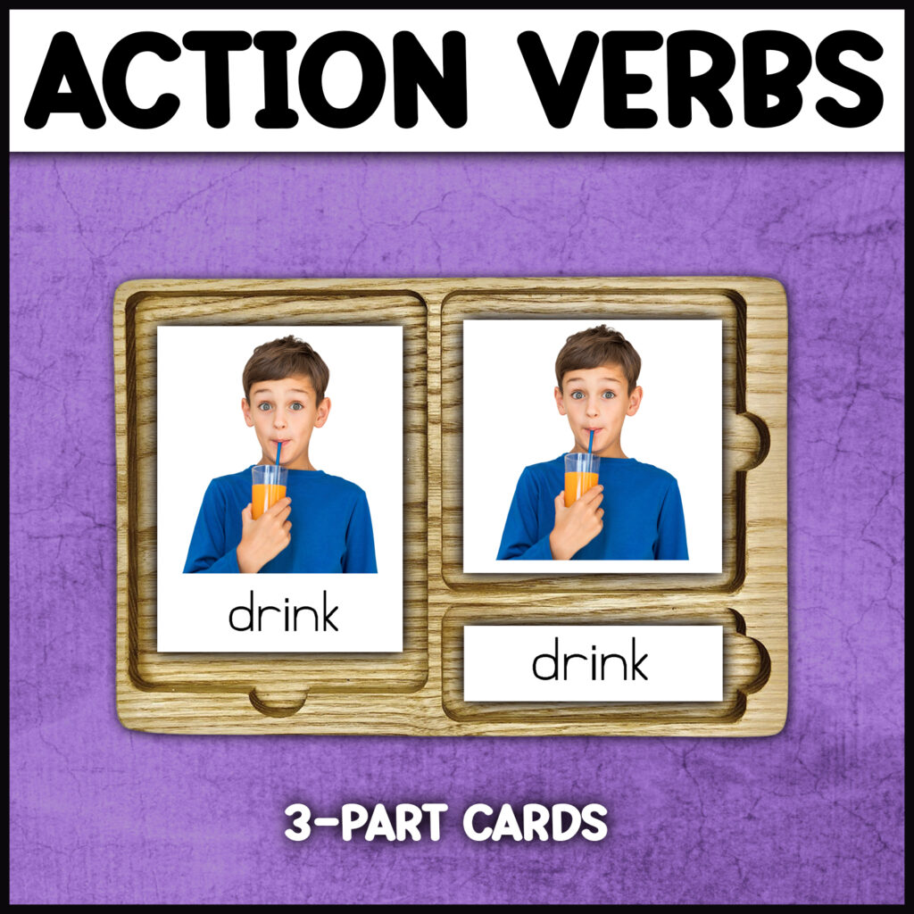 Action Verbs Montessori 3 Part Cards